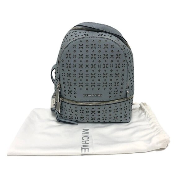 Michael Kors Flower punching Backpack Bag PVC blue/SilverHardware - Picture 1 of 13